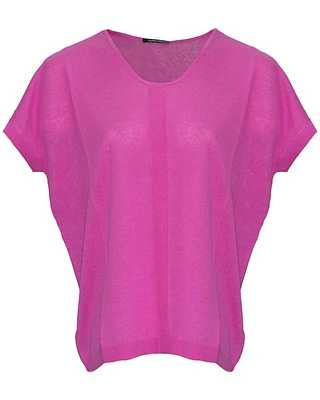 Linen Blend Top Hot Pink