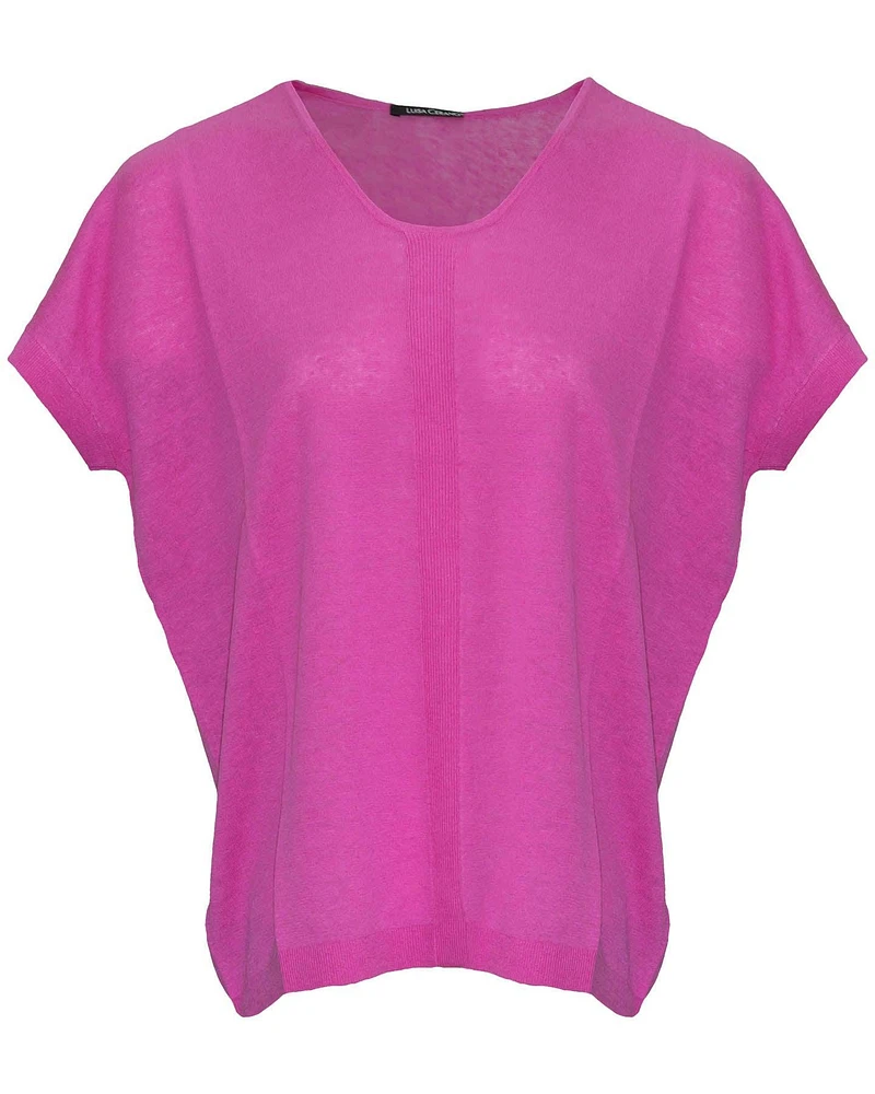 Linen Blend Top Hot Pink