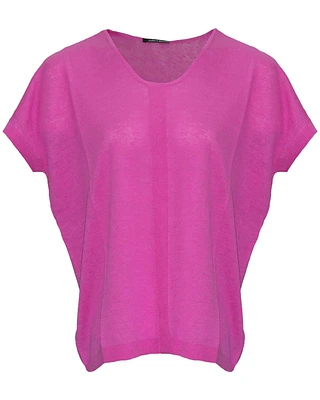Linen Blend Top Hot Pink