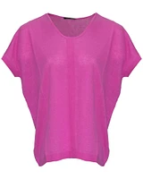 Linen Blend Top Hot Pink