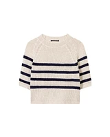 Luisa Cerano Stripe 1/2 Sleeve Knit Pullover