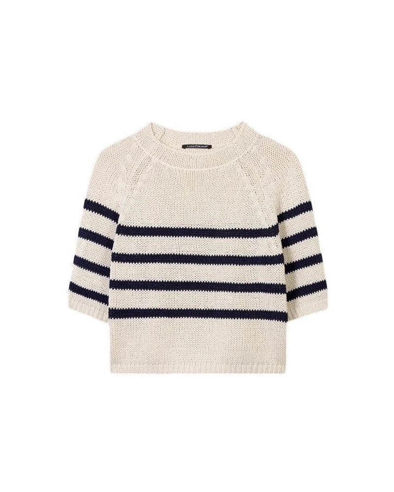 Luisa Cerano Stripe 1/2 Sleeve Knit Pullover