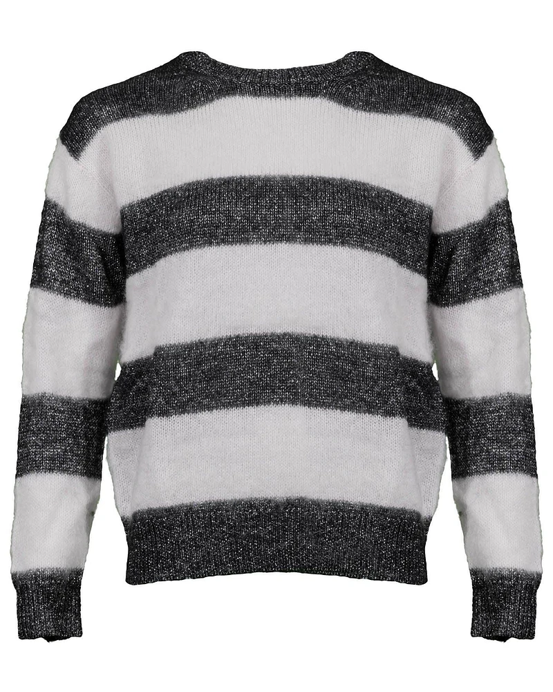 Metallic Horizontal Wide Stripe Pullover