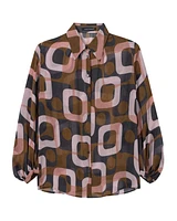 Luisa Cerano Mid Century Print Sheer Blouse
