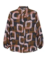 Luisa Cerano Mid Century Print Sheer Blouse