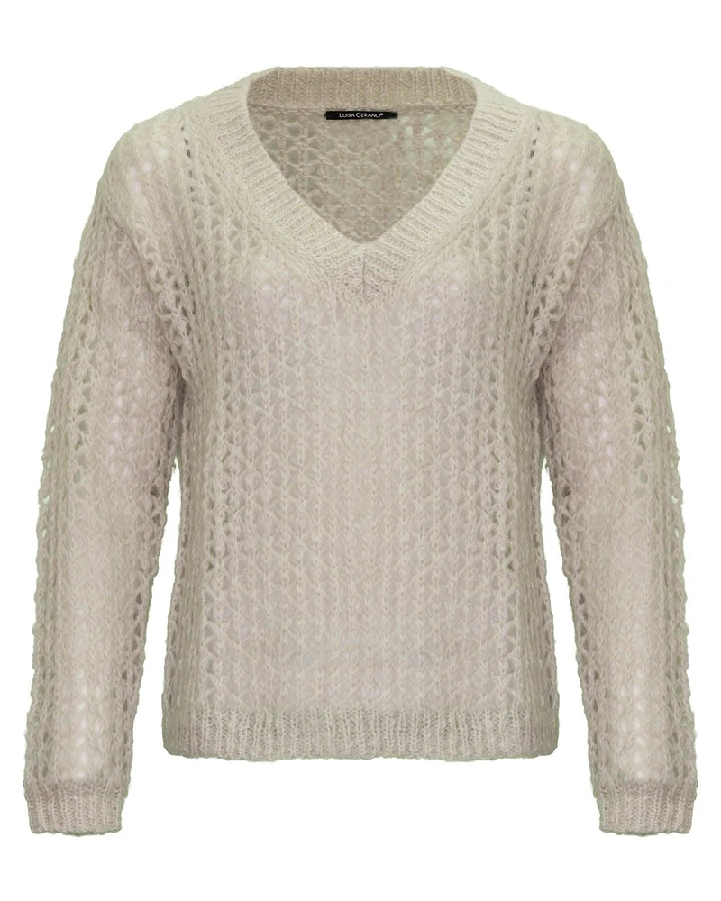 Open Weave Mohair Pullover