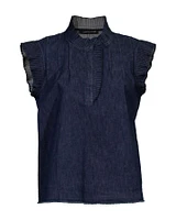 Pleated Denim Top