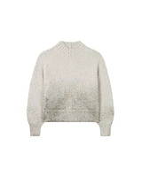 Raised Neck Metallic Detail Pullover