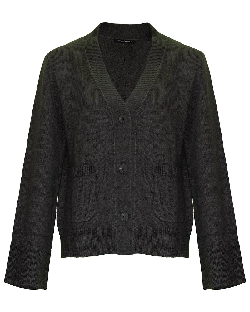Ribbed Wool Blend Cardigan