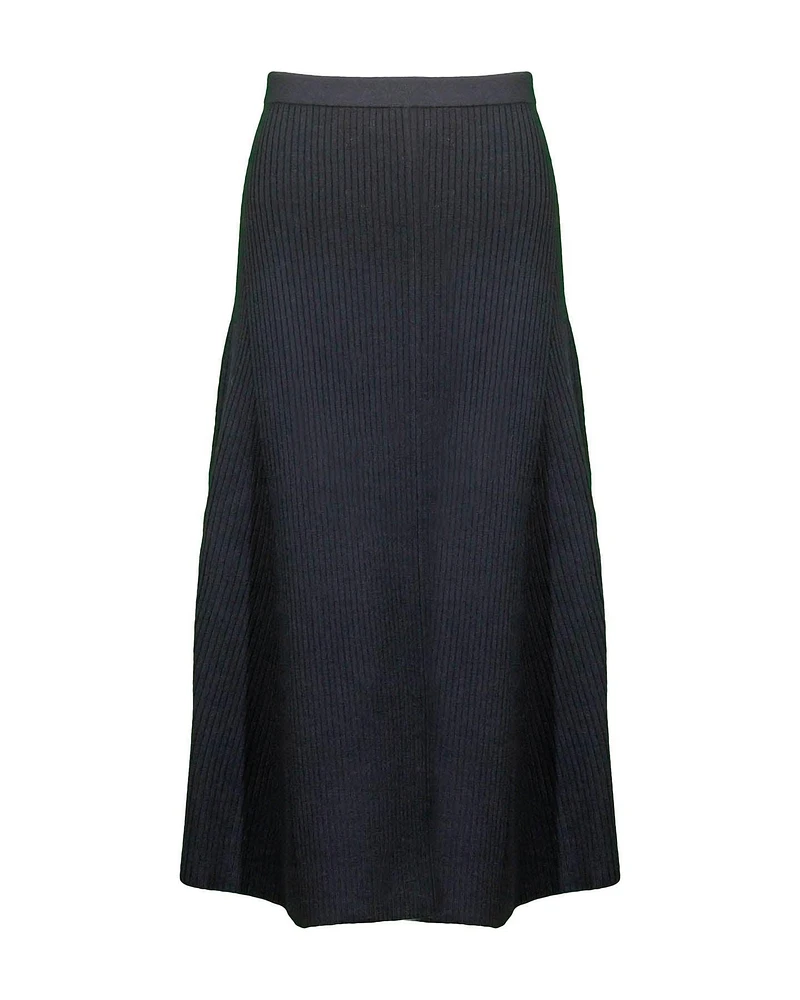 Ribbed Wool Blend Skirt