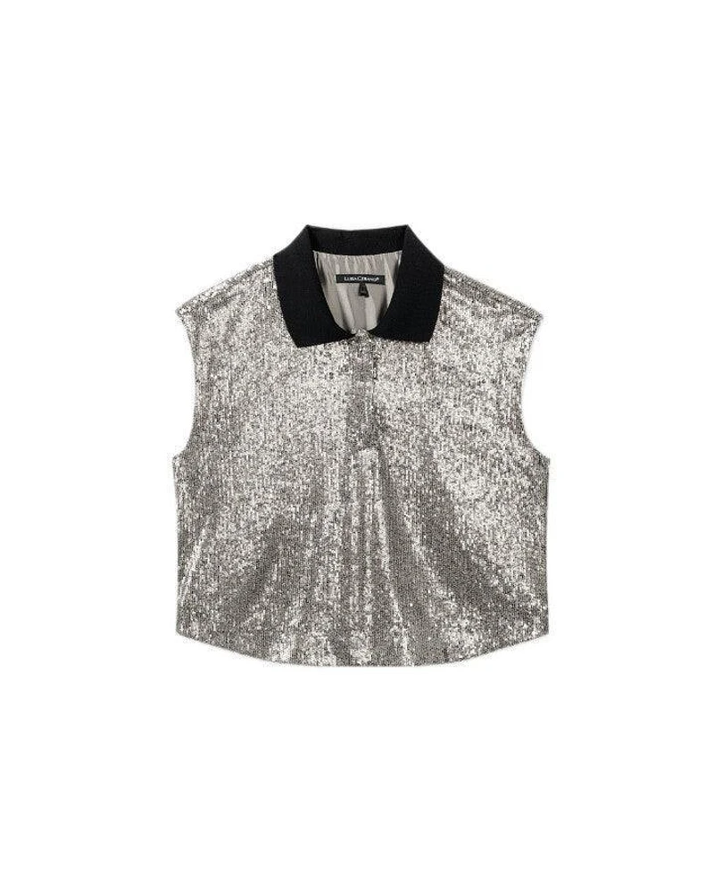 Luisa Cerano Sequin Polo Top