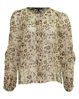 Sheer Floral Print Blouse Eggshell