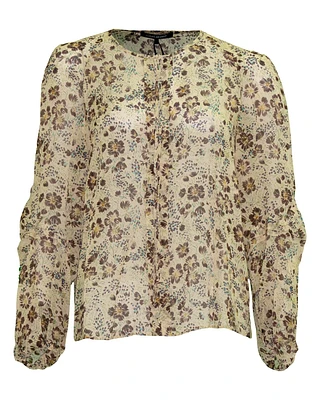 Sheer Floral Print Blouse Eggshell