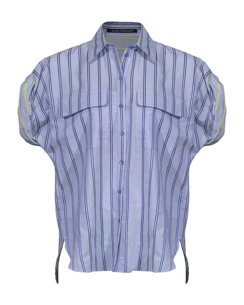 Luisa Cerano Short Roll Sleeve Blouse