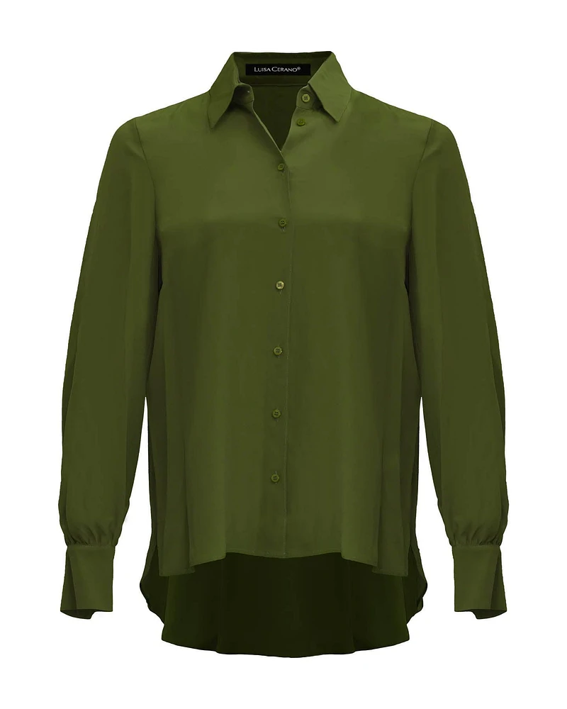 Silk Blend Blouse Olive