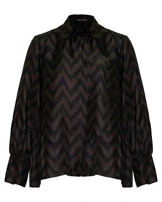 Silk Chevron Blouse Chocolate