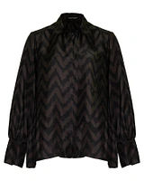 Silk Chevron Blouse Chocolate