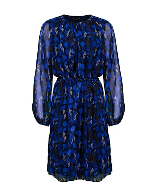 Silk Leaf Print Dress