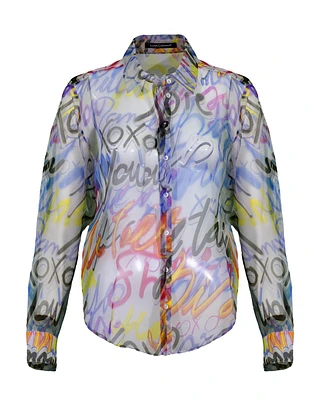 Silk Letter Graphitti Blouse