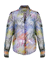 Silk Letter Graphitti Blouse