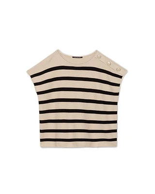Striped Cap Sleeve Knit Top