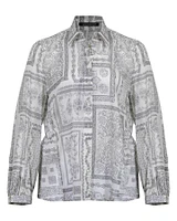 Tile Print Voille Blouse