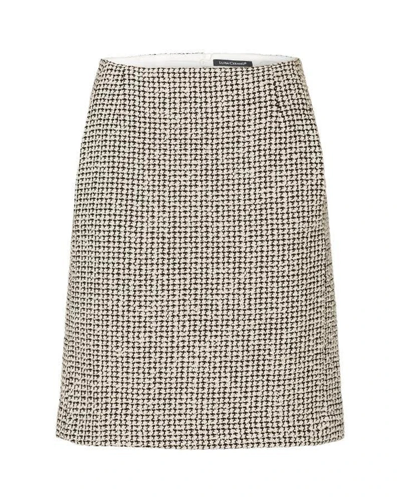 Tweed Contrast Knit Pencil Skirt