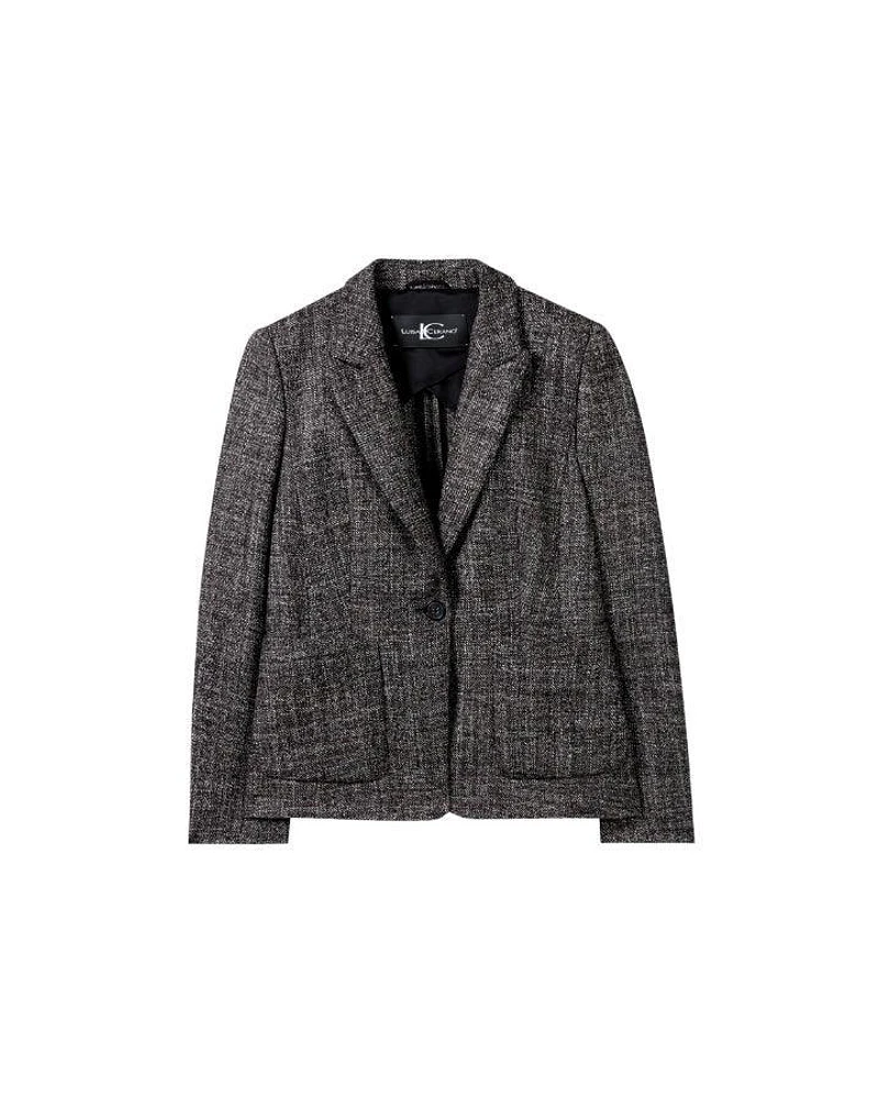 Luisa Cerano Tweed Wool One Button Blazer