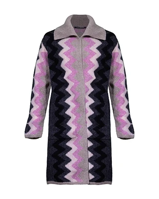 Zig Zag Print Long Cardigan