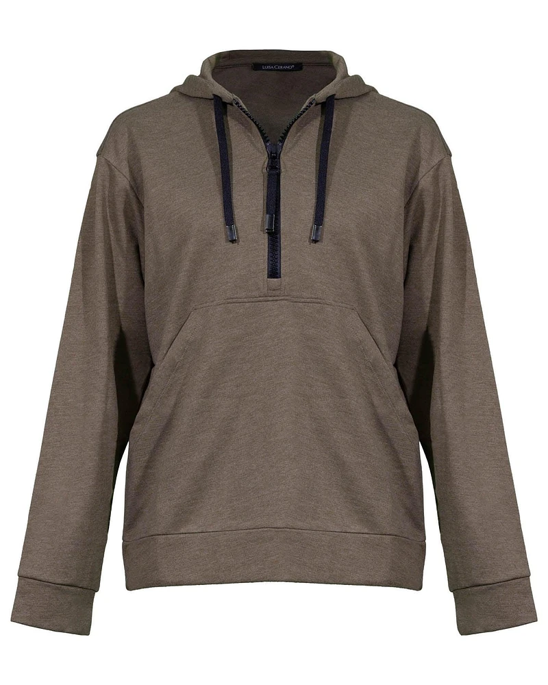 Luisa Cerano Zip Front Kangaroo Pocket Hoodie