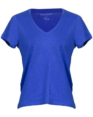 Linen Stretch Short Sleeve V-Neck Tee