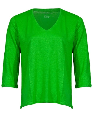Linen Stretch V-Neck Top