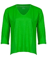 Linen Stretch V-Neck Top
