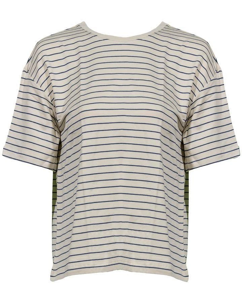 Majestic French Terry Striped Crewneck Pullover