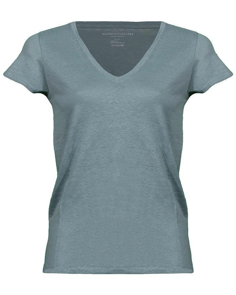 Majestic Stretch Linen V-Neck Tee