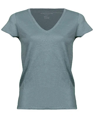 Majestic Stretch Linen V-Neck Tee
