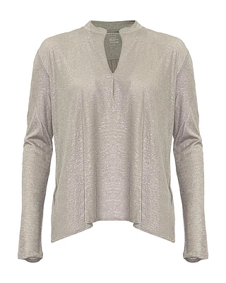 Metallic Henley Pullover