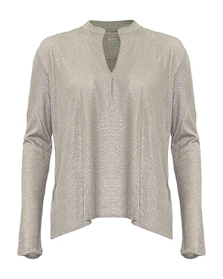 Metallic Henley Pullover