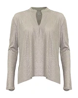 Metallic Henley Pullover