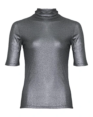 Metallic Mini Rib Turtleneck