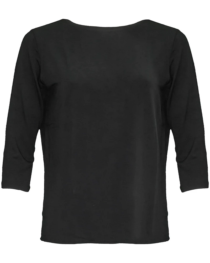 Soft Touch Round Neck Top Black