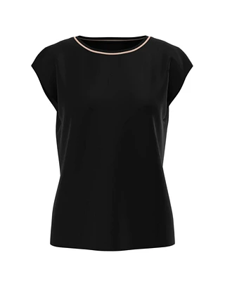 Cap Sleeve Tee with Pipe Trim