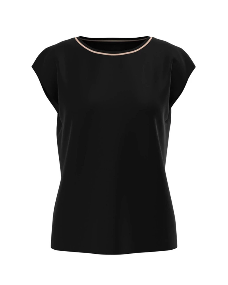 Cap Sleeve Tee with Pipe Trim