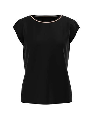 Cap Sleeve Tee with Pipe Trim