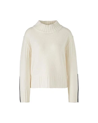 Cashmere Blend Funnel Neck Sweater Off White