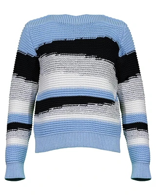 Marc Cain Chunky Cotton Asymmetrical Stripe Sweater