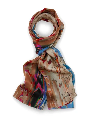 Colorful Print Silk Scarf