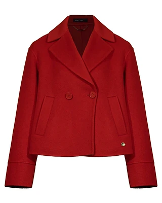 Double Faced Wool Cropped Pea Coat
