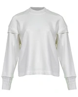 Dropped Shoulder Ribbed Detail Sweatshirt