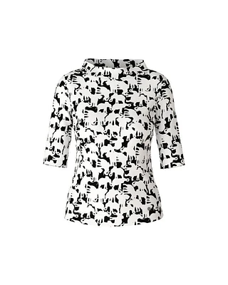 Marc Cain Elephant Print Boatneck Tee